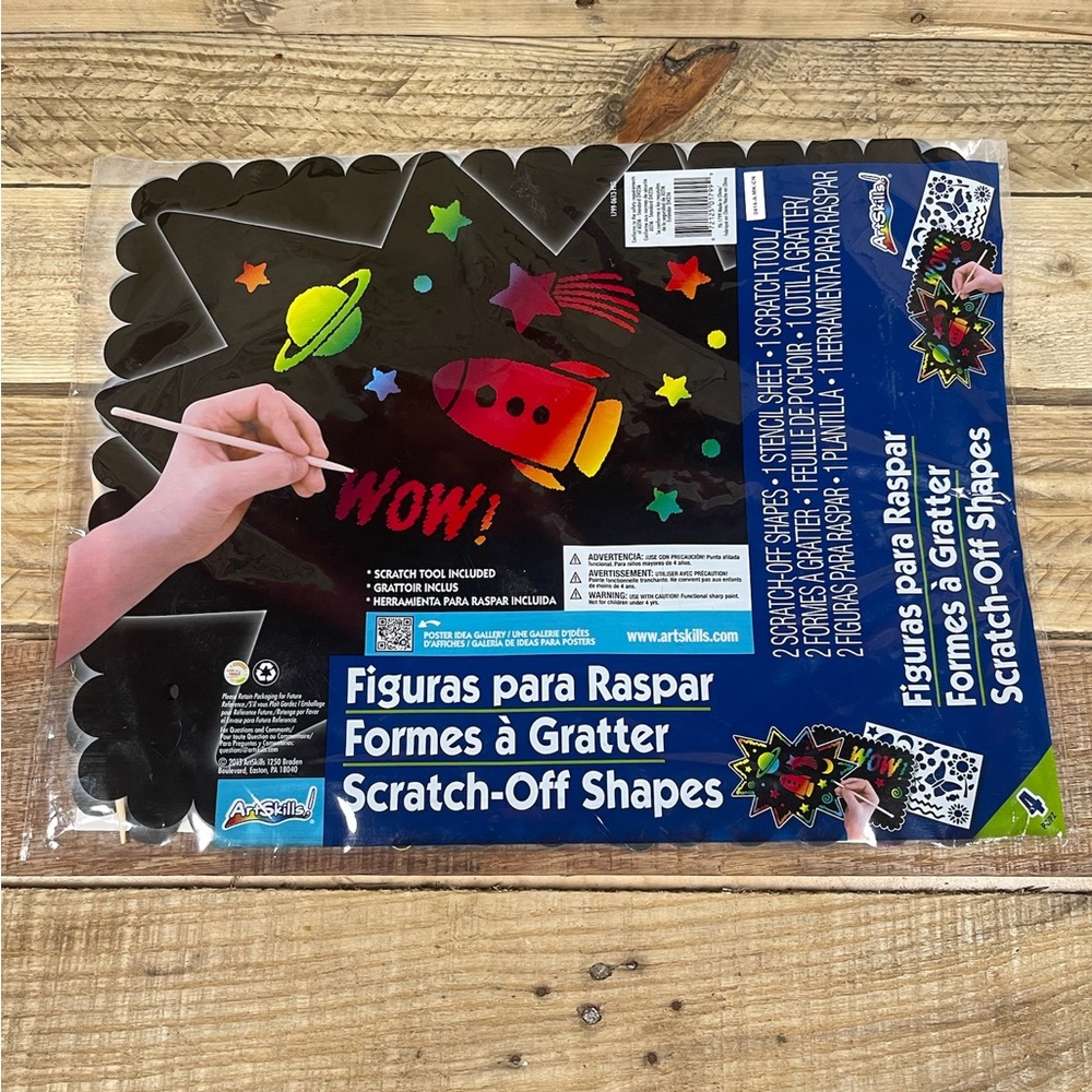 ArtSkills Scratch Off Shapes Craft Kit 2013 Black Paper Stencil Tool Activity